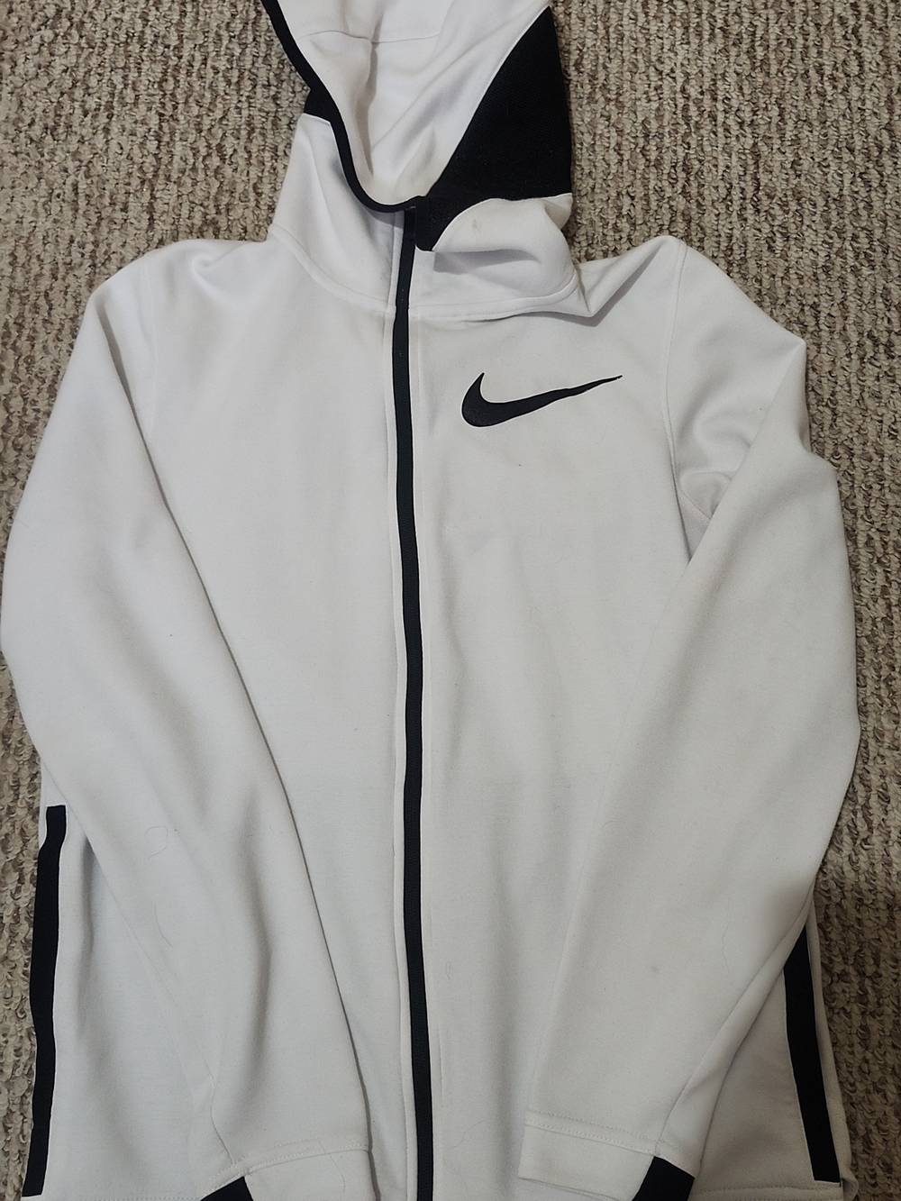 Nike White & Black Full-Zip Performance Hoodie